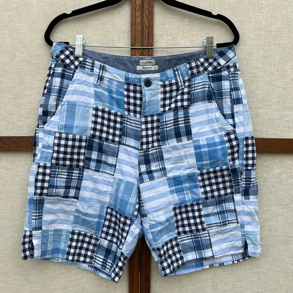 L.L. Bean Favorite Fit Patchwork Checkered Madras Cotton Preppy Shorts - 14 - Picture 1 of 10